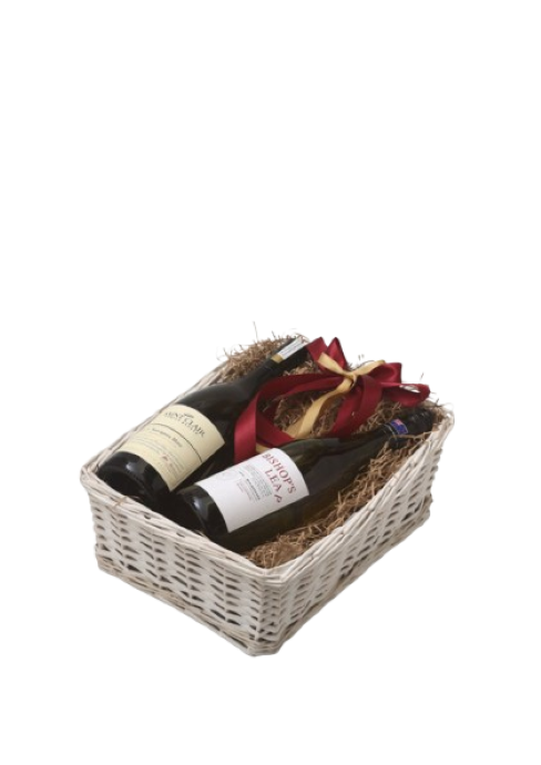 GIFT DOUBLE WHITE BASKET - NEW WORLD