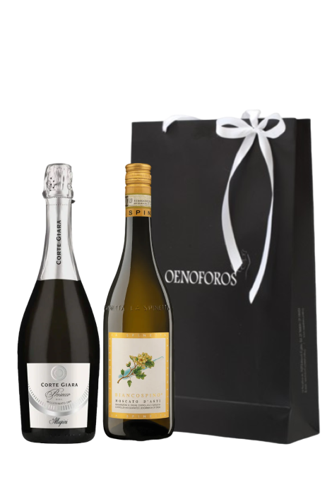 GIFT DOUBLE BAG - WHITE SPARKLING